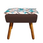 Puff Opala Composê Suede Com Estampado Traçado Azul D33 Pés P