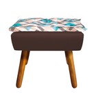 Puff Opala Composê Suede Marrom Com Estampado Traçado Azul D3