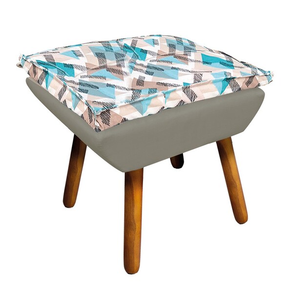 Puff Opala Composê Suede Marrom Rato Com Estampado Traçado Az