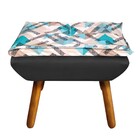 Puff Opala Composê Suede Preto Com Estampado Traçado Azul D33