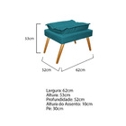 Puff Opala Palito Mel Suede Azul Turquesa - Amarena Móveis