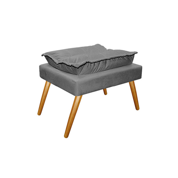 Puff Opala Palito Mel Suede Cinza - Amarena Móveis