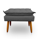 Puff Opala Retangular Para Sala E Quarto Suede Cinza - Jylcrom