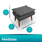 Puff Opala Retangular Para Sala E Quarto Suede Cinza - Jylcrom