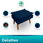 Puff Opala Retangular Para Sala E Quarto Suede - Jylcrom - Az