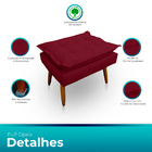 Puff Opala Retangular Para Sala E Quarto Suede Vermelho - Jyl