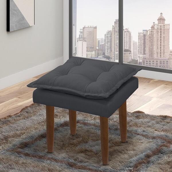 Puff Opala Retangular Sala E Quarto Bellamado Cor:cinza