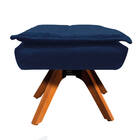 Puff Opala Suede Azul Marinho Base Giratória Madeira Bnn Decor
