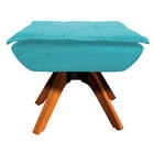 Puff Opala Suede Azul Tiffany Base Giratória Madeira Bnn Decor
