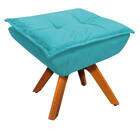 Puff Opala Suede Azul Tiffany Base Giratória Madeira Bnn Decor