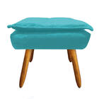 Puff Opala Suede Azul Tiffany Pés Palito Bnn Decor