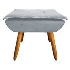 Puff Opala Suede Cinza Pés Palito Castanho