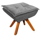 Puff Opala Suede Grafite Base Giratória Madeira Bnn Decor