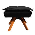 Puff Opala Suede Preto Base Giratória Madeira Tana Decor