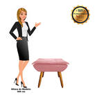 Puff Opala Suede Rose Pés Palito Castanho D'rossi