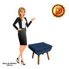 Puff Opala Veludo Azul Marinho Pés Palito Castanho - D'rossi