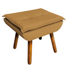 Puff Opala Veludo Caramelo Sisal Pés Palito Castanho - D'rossi