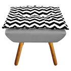 Puff Opala Zig Zag Preto D80 Com Suede Cinza Pés Palito Casta