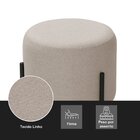 Puff Orgânico Redondo Califórnia Pés De Ferro Linho Bege