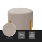 Puff Orgânico Redondo Elegance Pés Madeira Linho Bege Bege