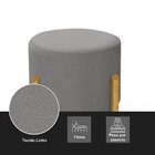 Puff Orgânico Redondo Elegance Pés Madeira Linho Cinza Escuro