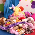 Puff Organizador Infantil Para Bichos De Pelúcia Azul Claro