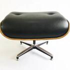 Puff Ottoman Charles Eames Revestimento Em Pu Preto Base Alum