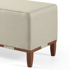 Puff Oxford De Madeira 80x40 Para Sala  Linho - Areia