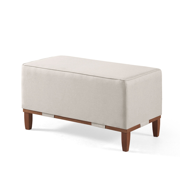 Puff Oxford De Madeira 80x40 Para Sala  Linho - Creme