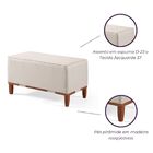 Puff Oxford De Madeira 80x40 Para Sala  Linho - Creme