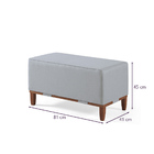 Puff Oxford De Madeira 80x40 Para Sala  Linho - Prata