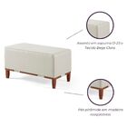 Puff Oxford De Madeira 80x40 Para Sala - Linho Bege Claro