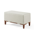 Puff Oxford De Madeira 80x40 Para Sala - Linho Bege Claro