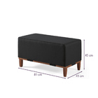 Puff Oxford De Madeira 80x40 Para Sala - Linho Preto