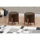 Puff Paloma Luxo Madeira Maciça Tecido Suede Premium Marrom