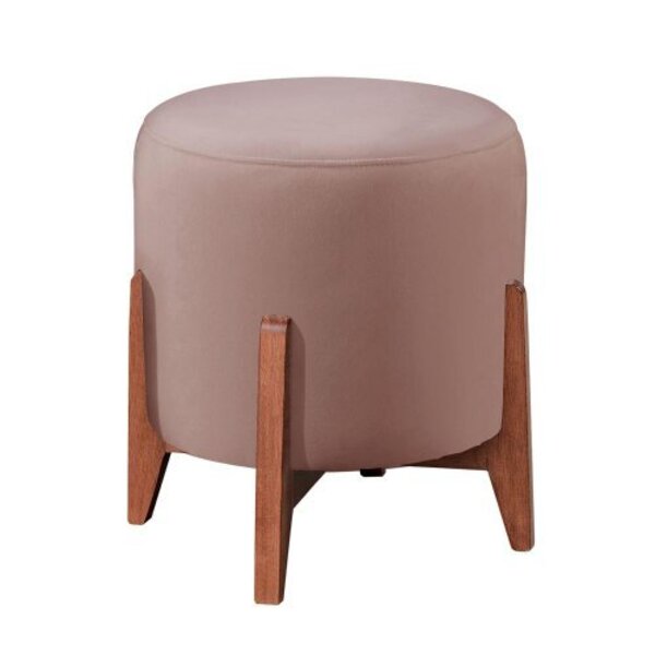 Puff Paloma Luxo Madeira Maciça Tecido Suede Premium Rose