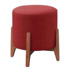 Puff Paloma Luxo Madeira Maciça Tecido Veludo Premium Vermelho