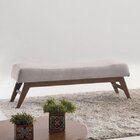 Puff Para Quarto 100cm Linho Imbuia Requadro Horus  Bege/imbu