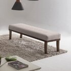 Puff Para Quarto 100cm Linho Imbuia Theo  Bege/imbuia