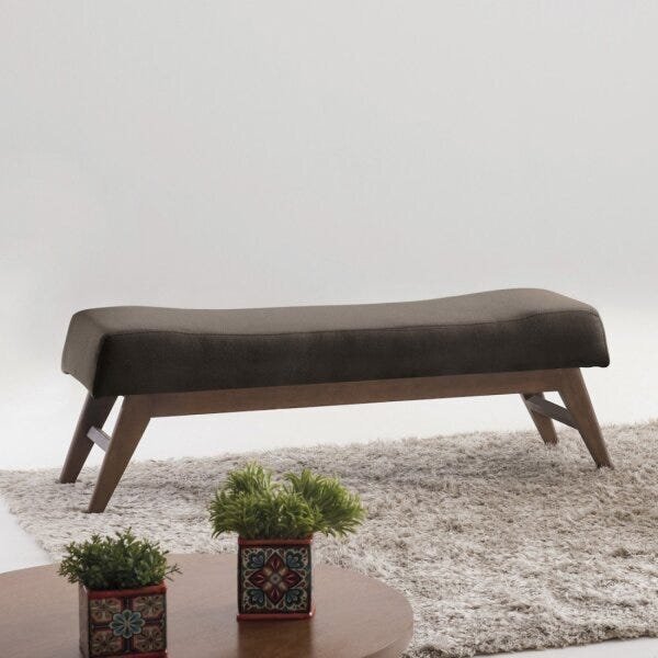 Puff Para Quarto 100cm Veludo Imbuia Requadro Horus  Marrom