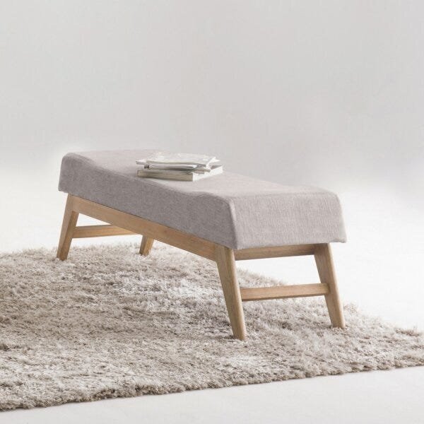 Puff Para Quarto 160cm Linho Requadro Horus  Bege/natural