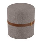 Puff Para Sala De Estar  Em Linho Aston Cinza/marrom