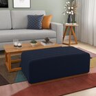 Puff Para Sala De Estar  Em Linho York Azul Marinho