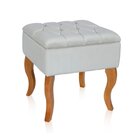 Puff Para Sala De Estar Em Madeira Maciça Anna Branco