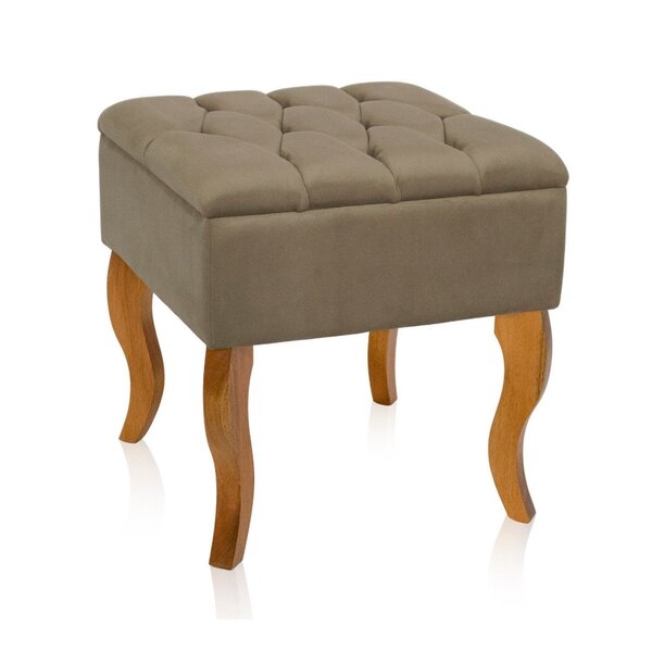 Puff Para Sala De Estar Em Madeira Maciça Anna Nude