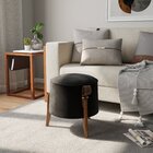 Puff Para Sala De Estar Em Veludo Roma Preto