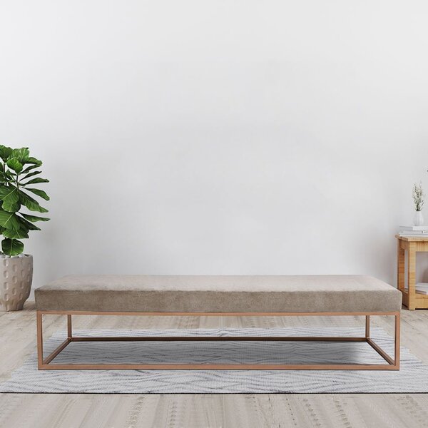 Puff Para Sala De Estar Giulia 140 Cm Bege/dourado