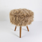 Puff Para Sala E Hall De Entrada Redondo Pelúcia Turim Pés Ca