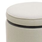 Puff Para Sala Redondo Madeirado Pés De Madeira Maciça  Lorena