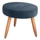 Puff Para Sala Redondo Manaus Veludo Azul